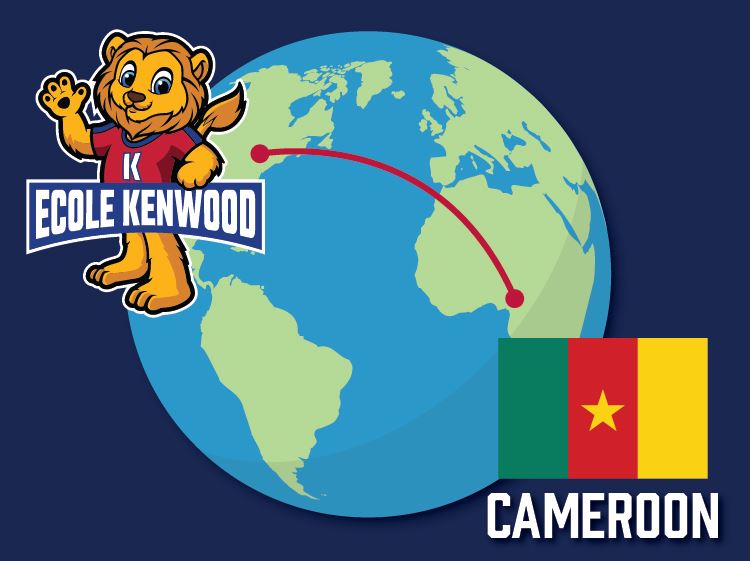 map with logos of ecole kenwood and cameroon